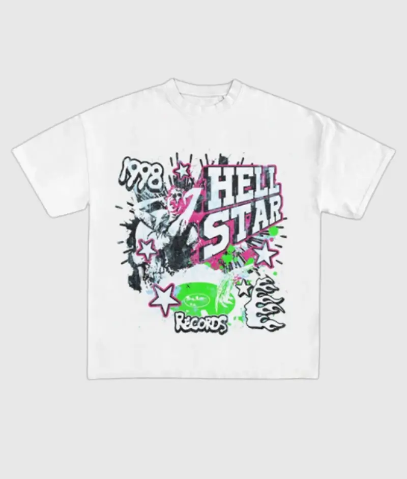 Classic Cool Fashion: Hellstar White Tee with 1998 Records
